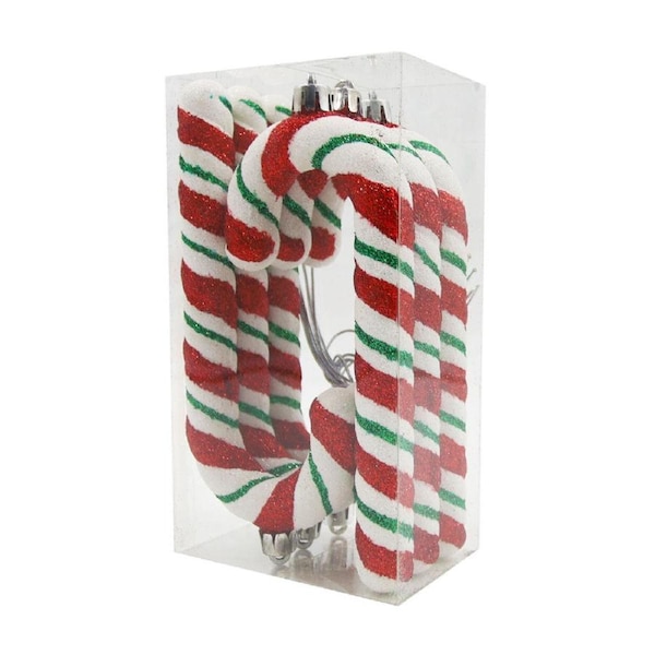 Red, White and Green Candy Canes 15cm 6 Pack