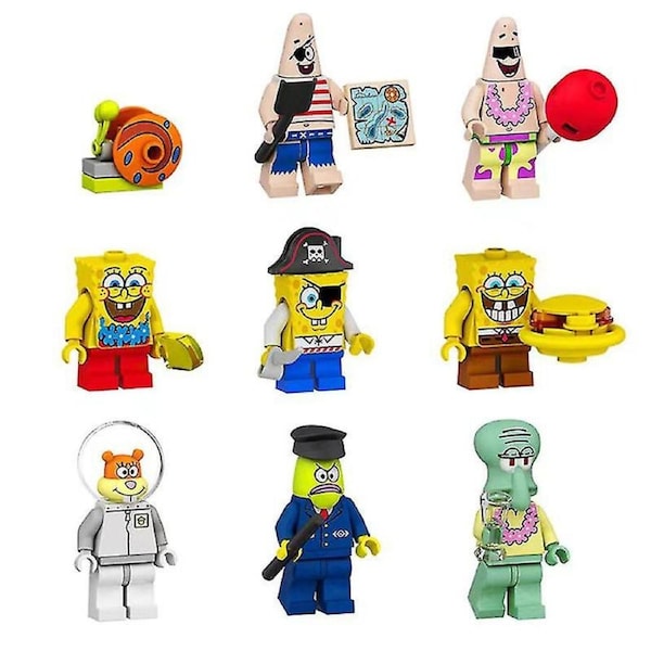 SpongeBob SquarePants Figures Building Blocks 9pcs/set Minifigures Action Figures Building Blocks