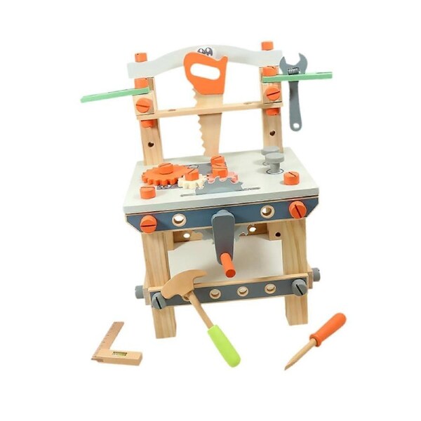 Kid Wooden Tool Bench Toy Simulation Tool Bench for Ages 3+ Child Girls Boys