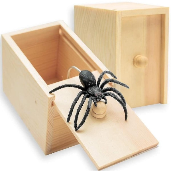 Prank Spider Surprise Box Rubber Spider Prank Box Tricky Spider Wood Box