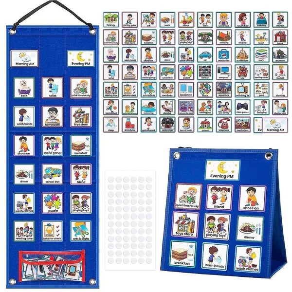 Kids Visual Timetable, Daily Routine Chart for Children with 70 PCS Pecs Cards