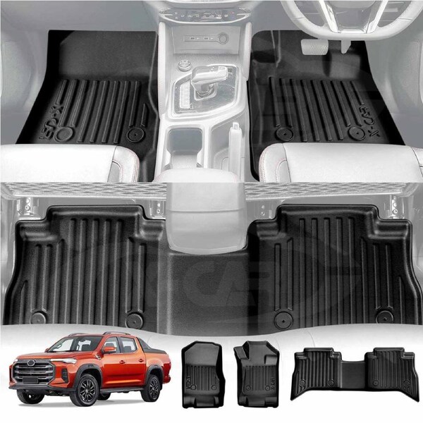 3D Floor Liner Carpet Complete Set for LDV T60 AUTO 2017-Onwards Heavy Duty All Weather Rubber Car Mats