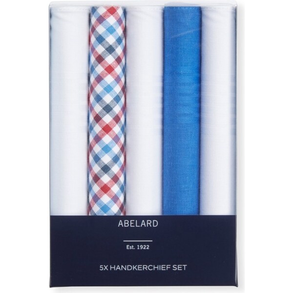 5pc Abelard Classic Mens Fashion Cotton Hankerchief/Hanky Set Washable Blue