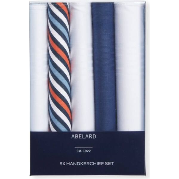 5pc Abelard Classic Mens Fashion Cotton Hankerchief/Hanky Set Washable Navy