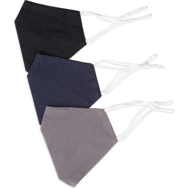 3pc Be Wise Unisex Breathable Fabric Reusable Face Mask Navy/Black/Charcoal