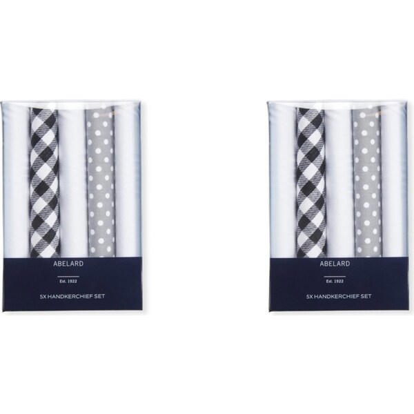 10pc Abelard Classic Mens Fashion Cotton Hankerchief/Hanky Set Washable Grey