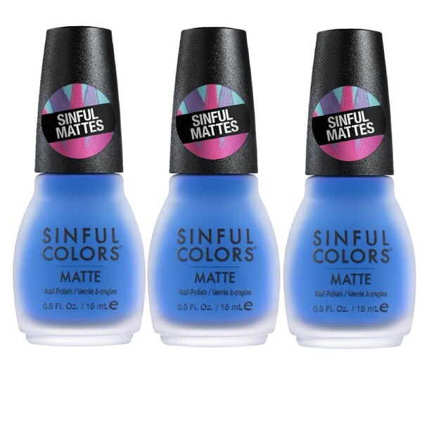 3x Sinful Colors Matte Nail Polish 15ml 2563 Blew Me Away