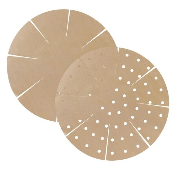 2pc Toastabags Non-Stick Reusable Round Air Fryer Liners Dual Pack Set Gold