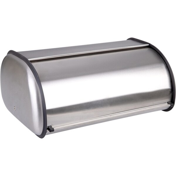 Polder Deluxe Steel Roll-Top Bread Bin Storage Holder 43x28cm Brushed Nickel