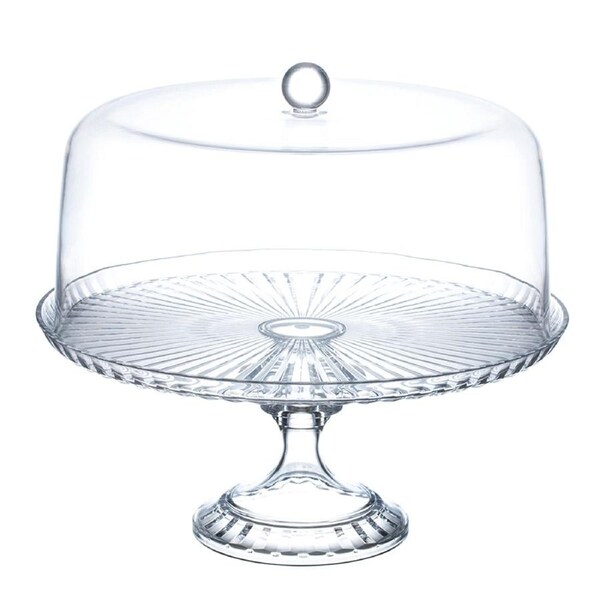 Pizzazz Footed Cake Dome Set Display Stand w/ Cover Lid Round 28cm Clear