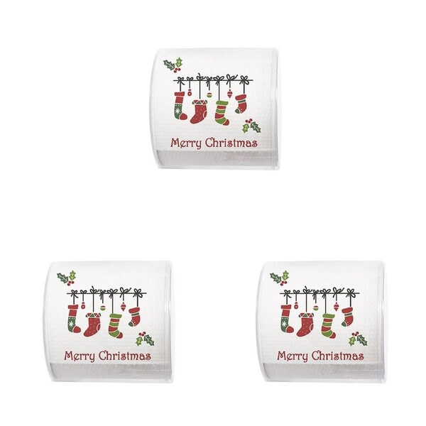 3x Paper+Design Christmas 3-Ply Toilet Paper 200-Sheet Tissue Xmas Stockings