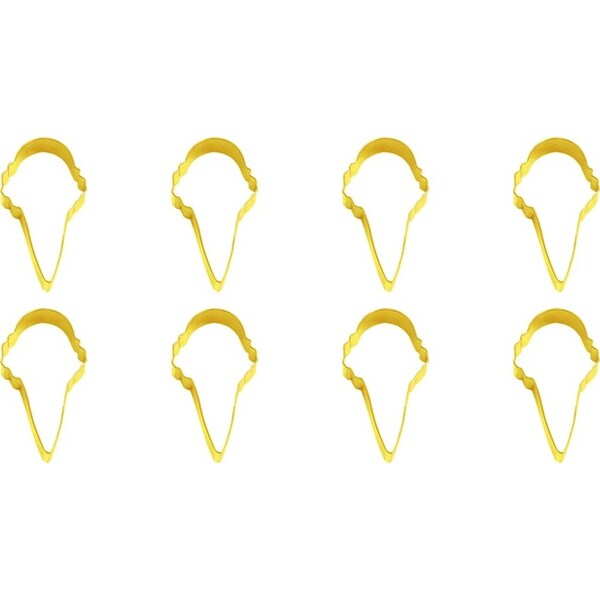 8x R&M Ice Cream Cone Cookie Cutter Polyresin Coated Steel Mould 10cm Yellow