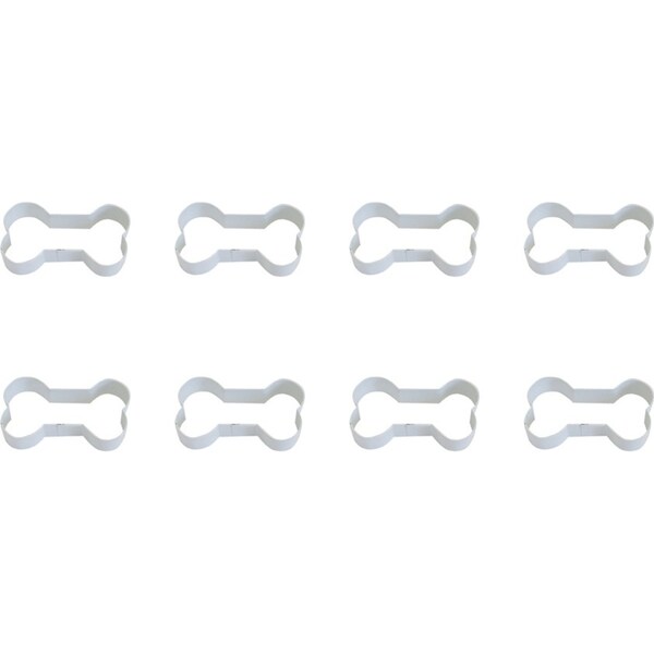 8x R&M Dog Bone Cookie Cutter Polyresin Coated Steel Baking Mould 9cm White