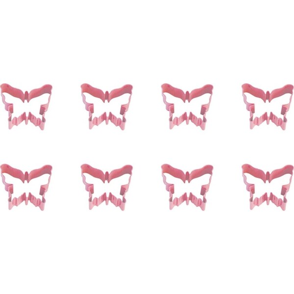8x R&M Butterfly Cookie Cutter Polyresin Coated Steel Baking Mould 8cm Pink