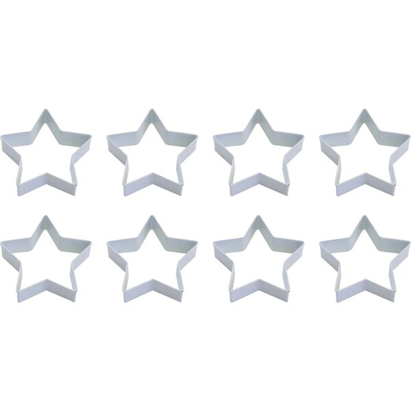 8x R&M Star Cookie Cutter Polyresin Coated Steel Biscuit Bake Mould 9cm White