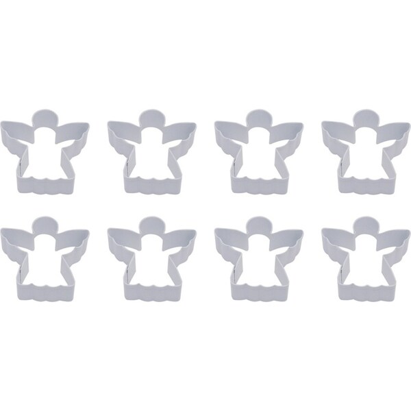 8x R&M Angel Cookie Cutter Polyresin Coated Steel Baking Mould 7.75cm White