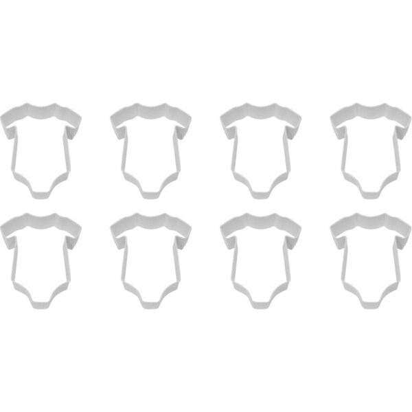 8x R&M Baby Bodysuit Cookie Cutter Polyresin Coated Steel Bake Mould 10cm White