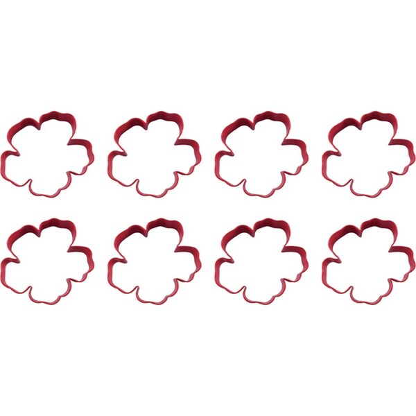 8x R&M Hibiscus Flower Cookie Cutter Polyresin Coated Steel Bake Mould 9cm Red