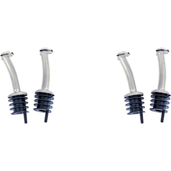 4pc Westmark Deluxe Spirit Bottle Pourers Metal Flap Lid Cap Barware Silver