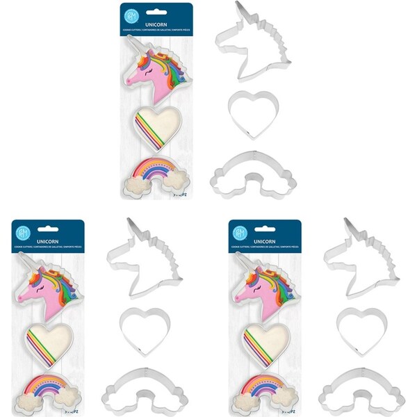 9pc R&M Stainless Steel Unicorn Cookie Cutter Set Kitchen Baking Mould SLVR