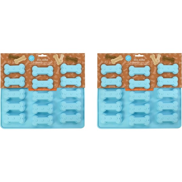 2x R&M Silicone 15-Individual Cup Dog Bone Mould Home/Kitchen Bakeware 7cm Blue
