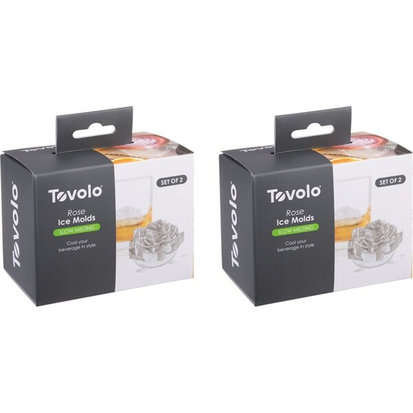 4pc Tovolo Novelty Rose Kitchen Ice Maker Mould Set w/ Lid Barware Charcoal