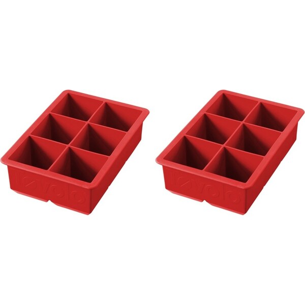2x Tovolo Silicone King Cube Ice Tray Cubes Mould Kitchen Barware Apple Red