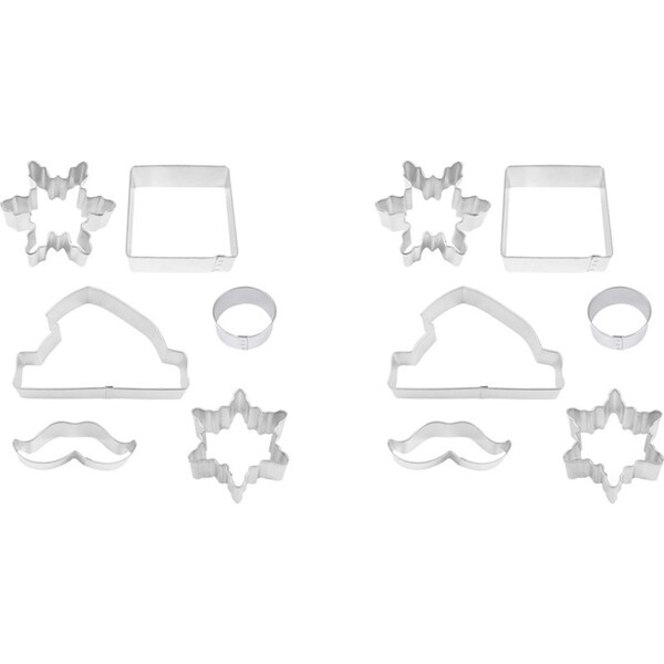 12pc R&M Tinplated Steel Santa Centrepiece Cookie Cutter Set Bakeware Silver