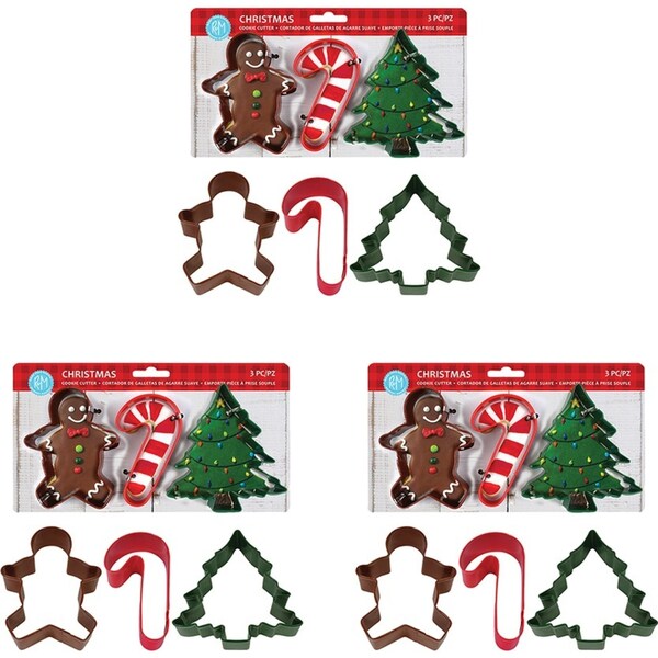 9pc R&M Xmas Polyresin Coated Coloured Cookie Cutter Set Steel Home Bakeware