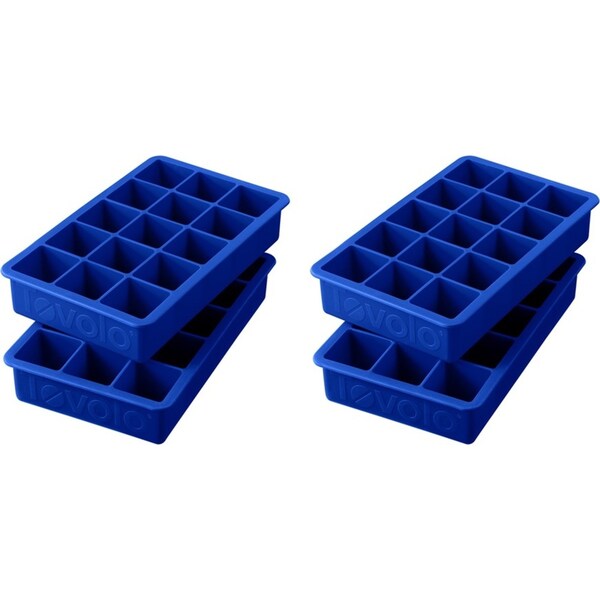 4pc Tovolo Silicone Perfect Cube Ice Maker Tray Set Kitchen Barware Blue