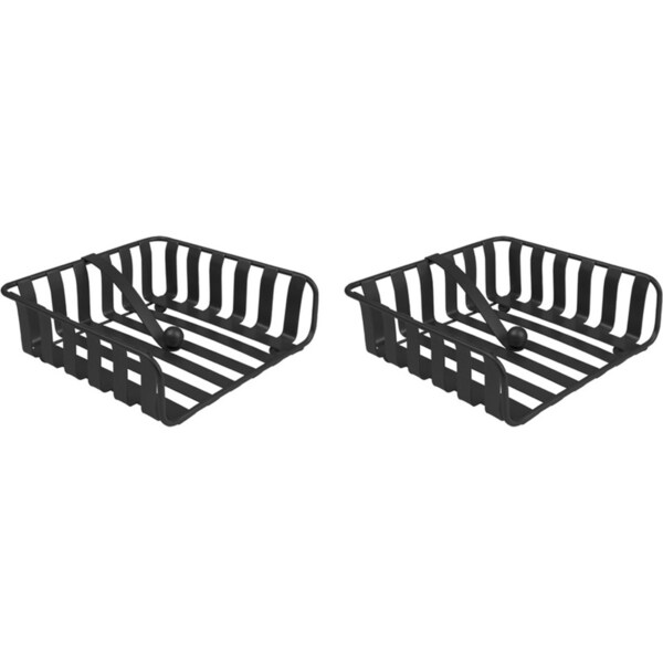 2x Spectrum Steel Striped Weighted Napkin Holder Tissue Storage Organiser Black