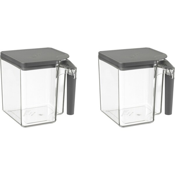 2x Polder Handle-It 2.65L/16cm Storage Canister Pantry Container Clear/Grey
