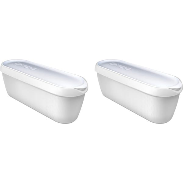2x Tovolo Glide-A-Scoop 1.4L Ice Cream Tub w/ Lid Storage Food Container White