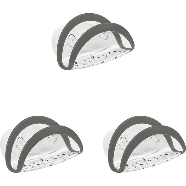 3x Spectrum Cora Plastic Suction Sink Sponge Holder Home/Kitchen Organiser Grey