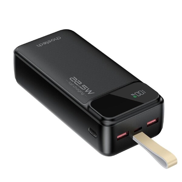 Choetech B730 30000mAh Power Bank PD22.5W 3 USB Output w Digital Display Black