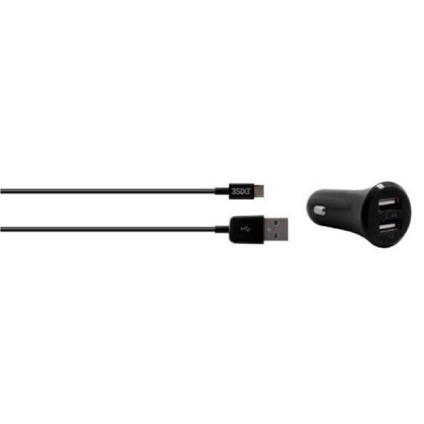3SIXT Dual USB Car Charger 3.4A - Micro USB - Black