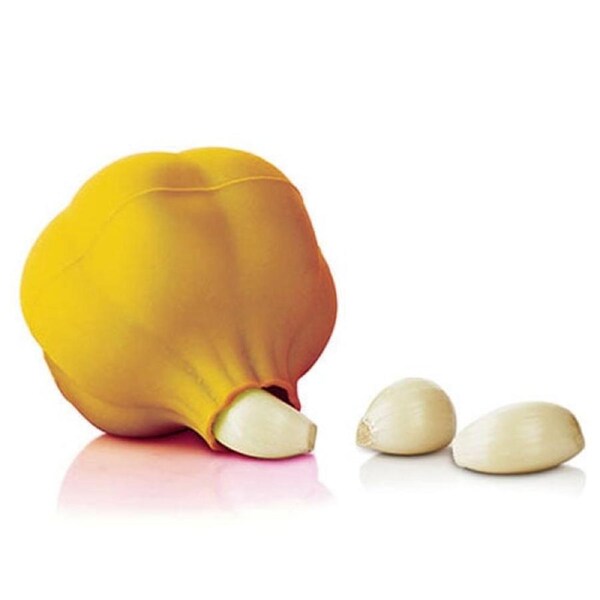 Silicone Zone One Piece Garlic Clove Roller Peeler in Orange