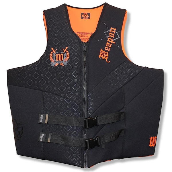 Weapon Super Size 7XL-8XL Neoprene PFD Buoyancy Life Vest Jacket Black/Orange