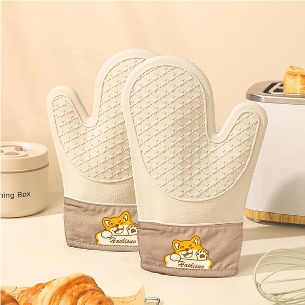 1Pair Silicone Oven Gloves Extreme Heat Resistant BBQ Glove Oven Mitts