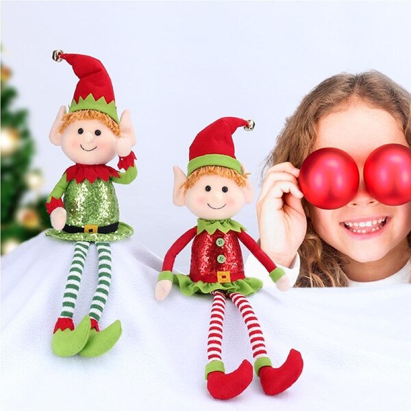 2 Pack Christmas Tree Decoration 65CM Cute Long Legs Elf Doll Window Decorations