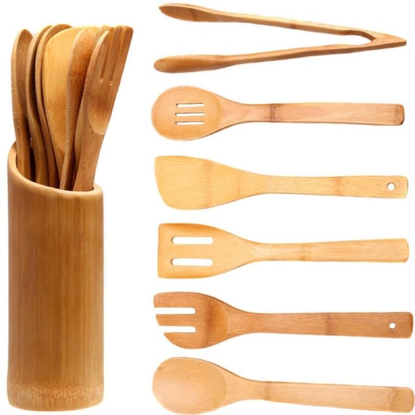 Creative Cook Natural Bamboo 7 Piece Utensils Set