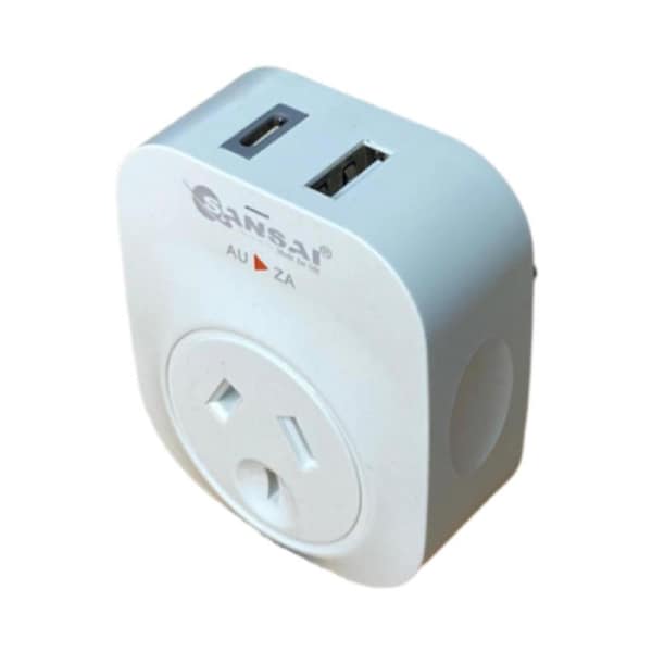 Outbound South Africa Travel Adaptor w/ USB A & USB C 2.4A Charge Ports