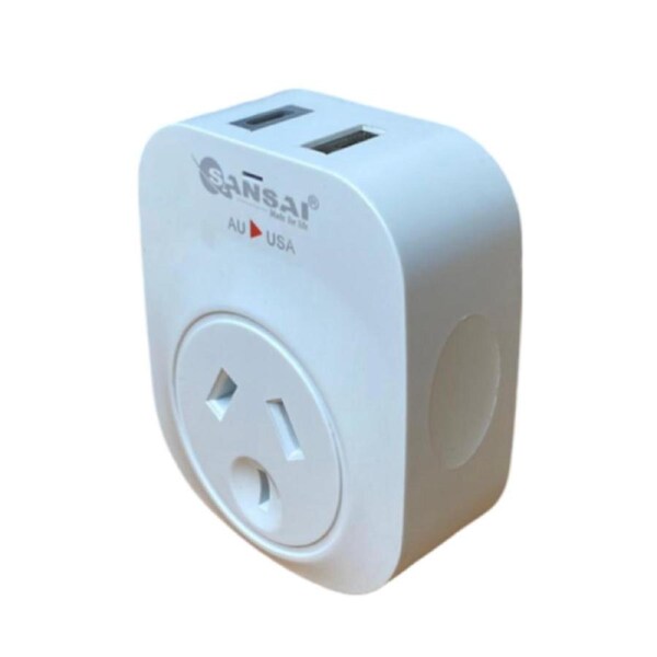 Outbound USA 3 Pin Travel Adaptor w/ USB A & USB C 2.4A Charge Ports