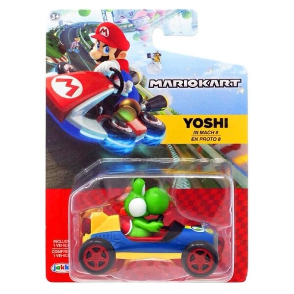 World of Nintendo Super Mario Yoshi in Mach 8 Kart Racer Diecast Car