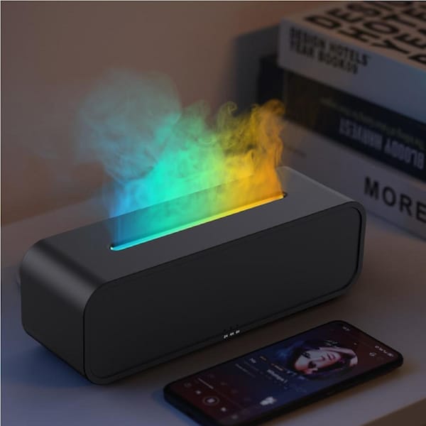 Black Aromatherapy Diffuser 7 Colours Ultrasonic Oil Humidifier Air Purifier Music Rhythm Activated