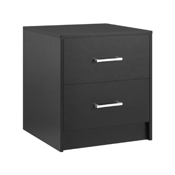 Griffin Bedside Unit Side Table 2 Drawers Black