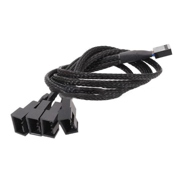 3 Pin Fan Splitter Cable 1 to 4 Ways Extension Power Sleeved Y Cable Case Coolin