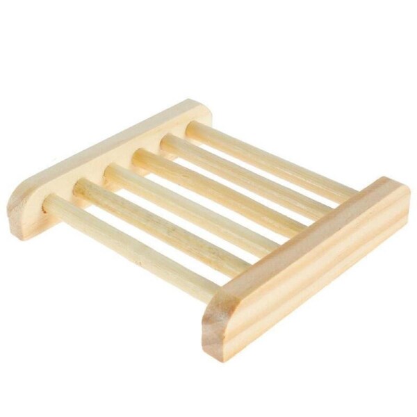 10PCS Wooden Bamboo Soap Holders Natural Draining Soap Dish Rack Set