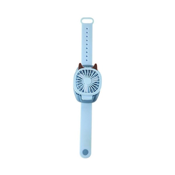 Handheld Folding Portable Wrist Fan, USB Charging Ultra-Quiet Third Gear Speed Electric Mini Watch Fan-Blue
