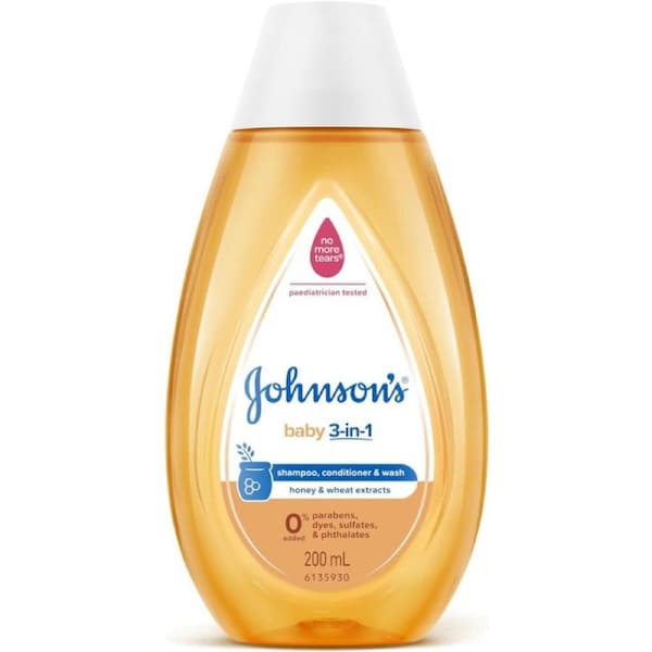 Johnson's 3-in-1 Hypoallergenic Gentle Tear-Free Conditioning Baby Shampoo & Cleansing Wash 200mL